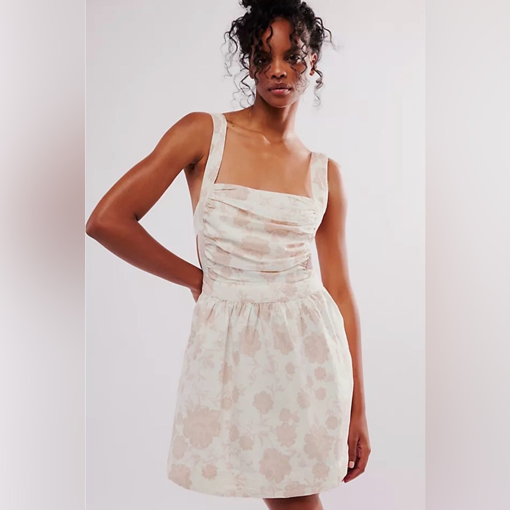 Free People Meet Me In Maui Floral Square-Neck Sleeveless Mini Dress